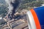 Россияне из самолета сняли на видео крупный пожар под Москвой